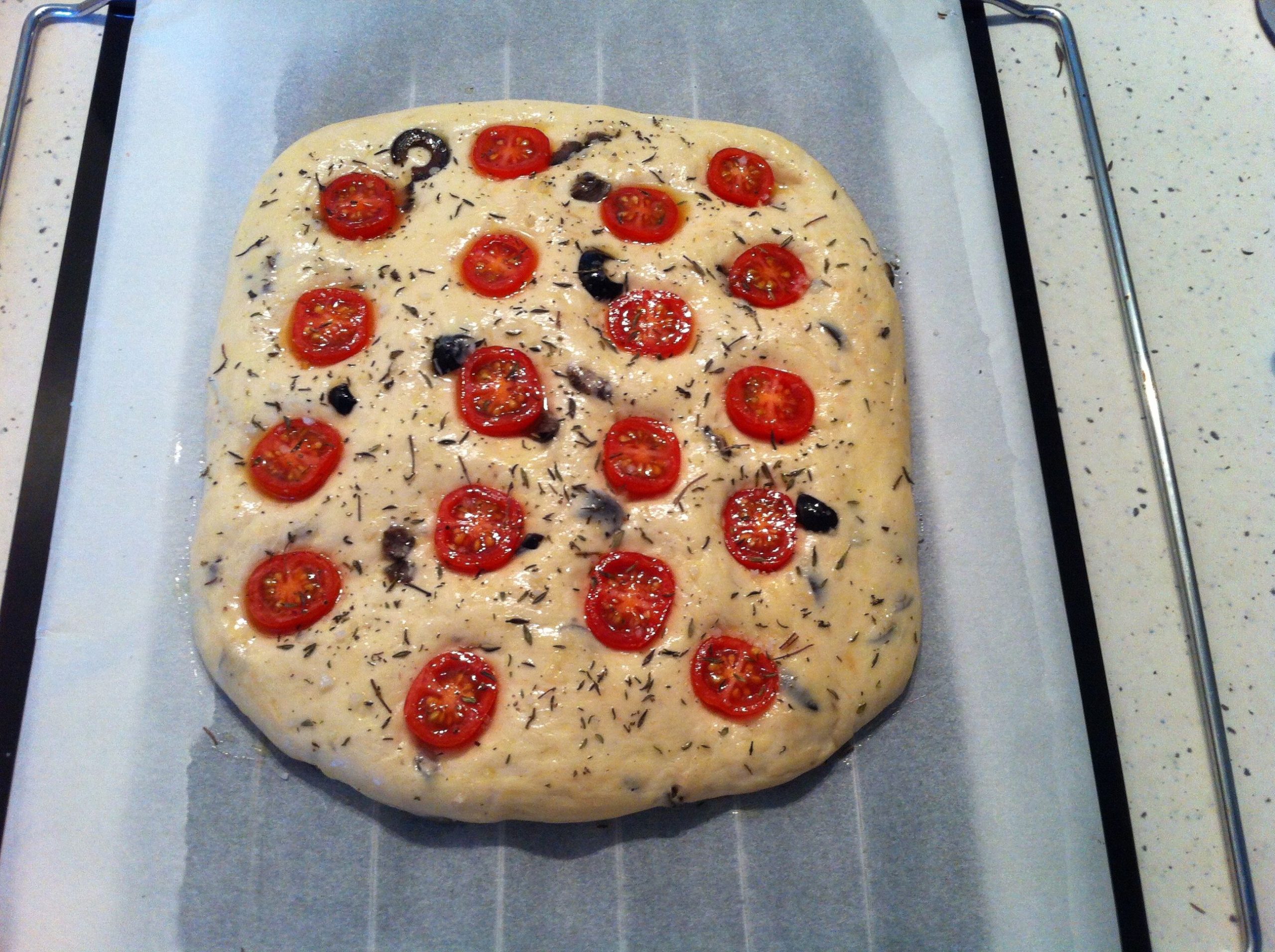 Focaccia olives tomates et romarin Spécial Gastronomie