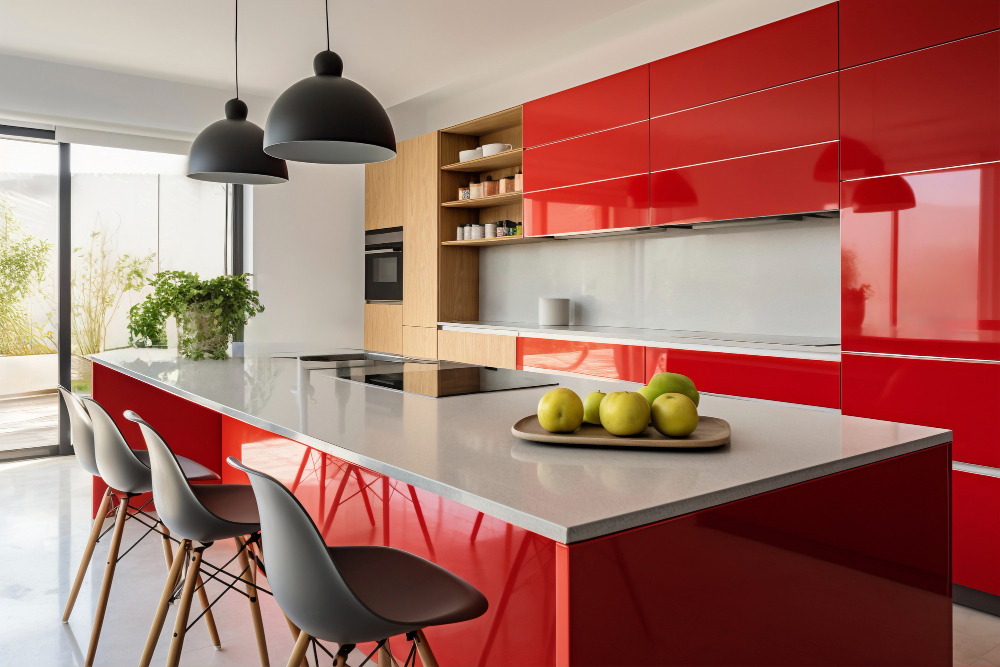 cuisine moderne rouge