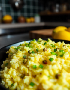 Risotto crémeux au citron et à l’estragon, éclats de pistaches